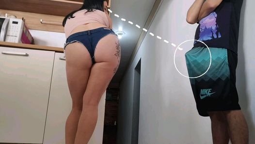 Risky sex, while my husband was in the shower, his friend’s dick got an erection and I had sex with him.