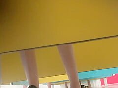 Teen girl changing in pool cabin